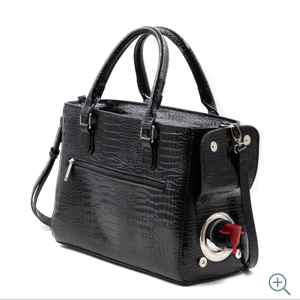 BNWT Primeware Black Croc Insulated Drink Purse